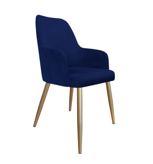 Krzesło WESTA tkanina Welur noga metalowa elegancki styl loftowy : Kolor nogi - Złota stożek, Kolor tkaniny - VELVET - MG16, Typ siedziska - Siedzisko stałe