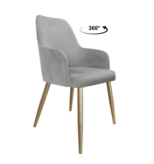 Krzesło WESTA tkanina Welur noga metalowa elegancki styl loftowy : Kolor nogi - Złota stożek, Kolor tkaniny - VELVET - MG17, Typ siedziska - Siedzisko obrotowe 360°