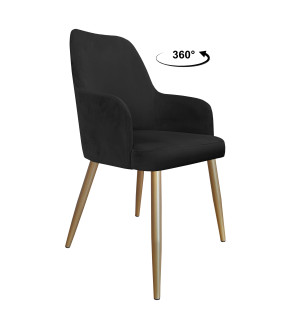 Krzesło WESTA tkanina Welur noga metalowa elegancki styl loftowy : Kolor nogi - Złota stożek, Kolor tkaniny - VELVET - MG19, Typ siedziska - Siedzisko obrotowe 360°