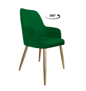 Krzesło WESTA tkanina Welur noga metalowa elegancki styl loftowy : Kolor nogi - Złota stożek, Kolor tkaniny - VELVET - MG25, Typ siedziska - Siedzisko obrotowe 360°
