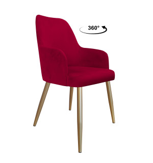 Krzesło WESTA tkanina Welur noga metalowa elegancki styl loftowy : Kolor nogi - Złota stożek, Kolor tkaniny - VELVET - MG31, Typ siedziska - Siedzisko obrotowe 360°