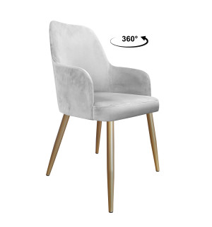 Krzesło WESTA tkanina Welur noga metalowa elegancki styl loftowy : Kolor nogi - Złota stożek, Kolor tkaniny - VELVET - MG39, Typ siedziska - Siedzisko obrotowe 360°