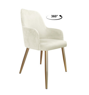 Krzesło WESTA tkanina Welur noga metalowa elegancki styl loftowy : Kolor nogi - Złota stożek, Kolor tkaniny - VELVET - MG50, Typ siedziska - Siedzisko obrotowe 360°