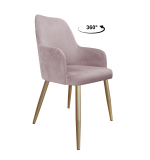 Krzesło WESTA tkanina Welur noga metalowa elegancki styl loftowy : Kolor nogi - Złota stożek, Kolor tkaniny - VELVET - MG55, Typ siedziska - Siedzisko obrotowe 360°