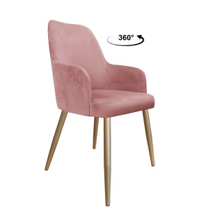 Krzesło WESTA tkanina Welur noga metalowa elegancki styl loftowy : Kolor nogi - Złota stożek, Kolor tkaniny - VELVET - MG58, Typ siedziska - Siedzisko obrotowe 360°
