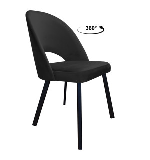 Krzesło Polo tkanina Welur noga metalowa : Kolor nogi - Czarna profil, Kolor tkaniny - VELVET - MG19, Typ siedziska - Siedzisko obrotowe 360°