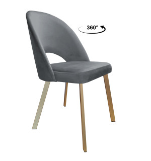 Krzesło Polo tkanina Welur noga metalowa : Kolor nogi - Złota profil, Kolor tkaniny - VELVET - BL14, Typ siedziska - Siedzisko obrotowe 360°