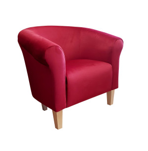 Fotel Milo tkanina Welur : Kolor nogi - Drewno, Kolor tkaniny - VELVET - MG31, Wysokość nogi - 15 cm