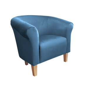 Fotel Milo tkanina Welur : Kolor nogi - Drewno, Kolor tkaniny - VELVET - MG33, Wysokość nogi - 15 cm