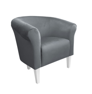 Fotel Milo tkanina Welur : Kolor nogi - Biała, Kolor tkaniny - VELVET - BL14, Wysokość nogi - 20 cm