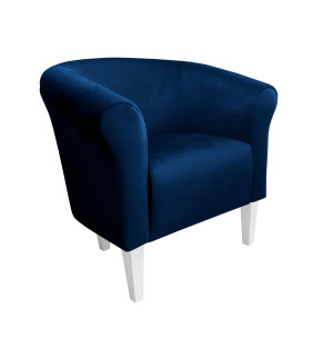 Fotel Milo tkanina Welur : Kolor nogi - Biała, Kolor tkaniny - VELVET - MG16, Wysokość nogi - 20 cm