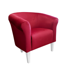 Fotel Milo tkanina Welur : Kolor nogi - Biała, Kolor tkaniny - VELVET - MG31, Wysokość nogi - 20 cm