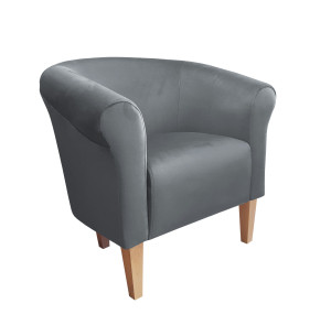Fotel Milo tkanina Welur : Kolor nogi - Drewno, Kolor tkaniny - VELVET - BL14, Wysokość nogi - 20 cm