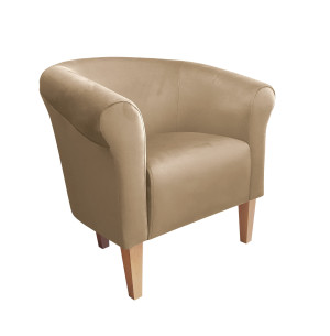 Fotel Milo tkanina Welur : Kolor nogi - Drewno, Kolor tkaniny - VELVET - MG06, Wysokość nogi - 20 cm