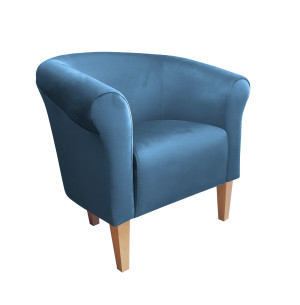 Fotel Milo tkanina Welur : Kolor nogi - Drewno, Kolor tkaniny - VELVET - MG33, Wysokość nogi - 20 cm