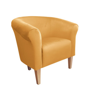 Fotel Milo tkanina Welur : Kolor nogi - Drewno, Kolor tkaniny - VELVET - MG15, Wysokość nogi - 20 cm