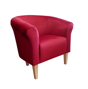Fotel Milo tkanina Welur : Kolor nogi - Drewno, Kolor tkaniny - VELVET - MG31, Wysokość nogi - 20 cm