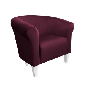 Fotel Milo tkanina Welur : Kolor nogi - Biała, Kolor tkaniny - VELVET - MG02, Wysokość nogi - 15 cm