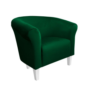 Fotel Milo tkanina Welur : Kolor nogi - Biała, Kolor tkaniny - VELVET - MG25, Wysokość nogi - 15 cm
