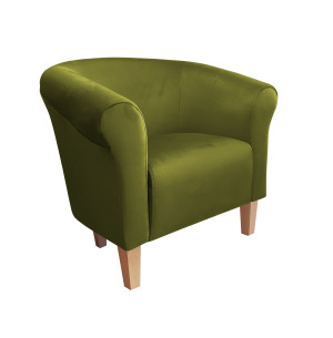 Fotel Milo tkanina Welur : Kolor nogi - Drewno, Kolor tkaniny - VELVET - BL75, Wysokość nogi - 15 cm