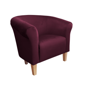 Fotel Milo tkanina Welur : Kolor nogi - Drewno, Kolor tkaniny - VELVET - MG02, Wysokość nogi - 15 cm