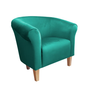 Fotel Milo tkanina Welur : Kolor nogi - Drewno, Kolor tkaniny - VELVET - MG20, Wysokość nogi - 15 cm