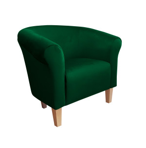 Fotel Milo tkanina Welur : Kolor nogi - Drewno, Kolor tkaniny - VELVET - MG25, Wysokość nogi - 15 cm