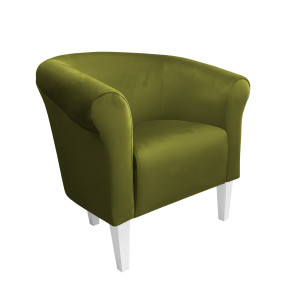 Fotel Milo tkanina Welur : Kolor nogi - Biała, Kolor tkaniny - VELVET - BL75, Wysokość nogi - 20 cm