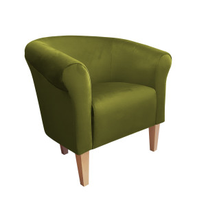 Fotel Milo tkanina Welur : Kolor nogi - Drewno, Kolor tkaniny - VELVET - BL75, Wysokość nogi - 20 cm