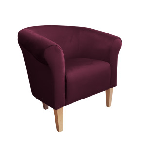 Fotel Milo tkanina Welur : Kolor nogi - Drewno, Kolor tkaniny - VELVET - MG02, Wysokość nogi - 20 cm