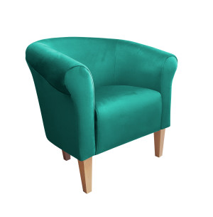 Fotel Milo tkanina Welur : Kolor nogi - Drewno, Kolor tkaniny - VELVET - MG20, Wysokość nogi - 20 cm