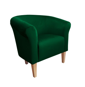 Fotel Milo tkanina Welur : Kolor nogi - Drewno, Kolor tkaniny - VELVET - MG25, Wysokość nogi - 20 cm
