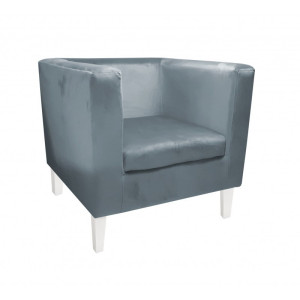 Fotel Monaco tkanina Welur : Kolor nogi - Biała, Kolor tkaniny - VELVET - BL06, Wysokość nogi - 20 cm