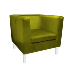Fotel Monaco tkanina Welur : Kolor nogi - Biała, Kolor tkaniny - VELVET - BL75, Wysokość nogi - 20 cm