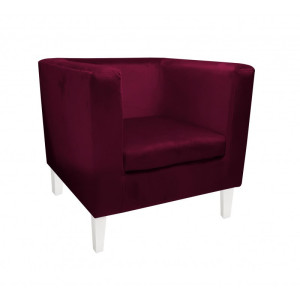 Fotel Monaco tkanina Welur : Kolor nogi - Biała, Kolor tkaniny - VELVET - MG02, Wysokość nogi - 20 cm
