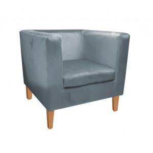 Fotel Monaco tkanina Welur : Kolor nogi - Drewno, Kolor tkaniny - VELVET - BL06, Wysokość nogi - 15 cm