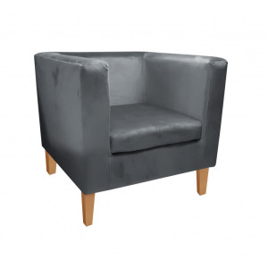 Fotel Monaco tkanina Welur : Kolor nogi - Drewno, Kolor tkaniny - VELVET - BL14, Wysokość nogi - 20 cm
