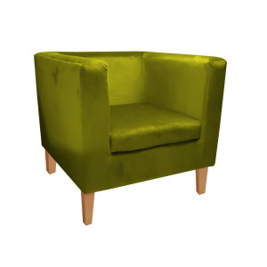 Fotel Monaco tkanina Welur : Kolor nogi - Drewno, Kolor tkaniny - VELVET - BL75, Wysokość nogi - 20 cm
