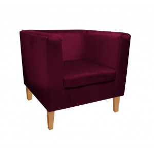 Fotel Monaco tkanina Welur : Kolor nogi - Drewno, Kolor tkaniny - VELVET - MG02, Wysokość nogi - 20 cm