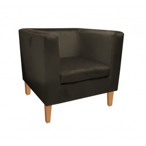 Fotel Monaco tkanina Welur : Kolor nogi - Drewno, Kolor tkaniny - VELVET - MG05, Wysokość nogi - 20 cm