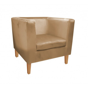 Fotel Monaco tkanina Welur : Kolor nogi - Drewno, Kolor tkaniny - VELVET - MG06, Wysokość nogi - 20 cm