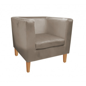 Fotel Monaco tkanina Welur : Kolor nogi - Drewno, Kolor tkaniny - VELVET - MG09, Wysokość nogi - 20 cm