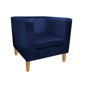 Fotel Monaco tkanina Welur : Kolor nogi - Drewno, Kolor tkaniny - VELVET - MG16, Wysokość nogi - 20 cm