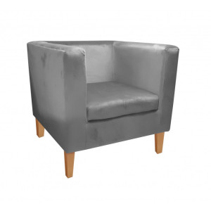 Fotel Monaco tkanina Welur : Kolor nogi - Drewno, Kolor tkaniny - VELVET - MG17, Wysokość nogi - 20 cm