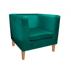 Fotel Monaco tkanina Welur : Kolor nogi - Drewno, Kolor tkaniny - VELVET - MG20, Wysokość nogi - 20 cm