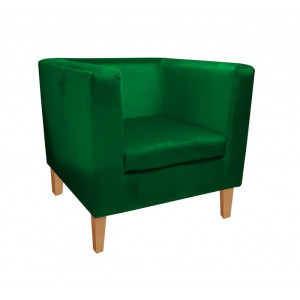 Fotel Monaco tkanina Welur : Kolor nogi - Drewno, Kolor tkaniny - VELVET - MG25, Wysokość nogi - 20 cm
