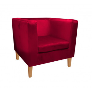 Fotel Monaco tkanina Welur : Kolor nogi - Drewno, Kolor tkaniny - VELVET - MG31, Wysokość nogi - 20 cm