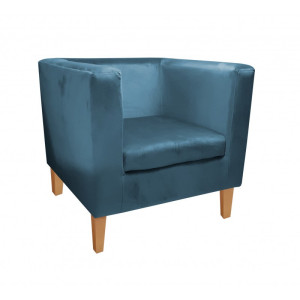 Fotel Monaco tkanina Welur : Kolor nogi - Drewno, Kolor tkaniny - VELVET - MG33, Wysokość nogi - 20 cm