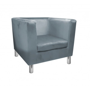 Fotel Monaco tkanina Welur : Kolor nogi - Chrom, Kolor tkaniny - VELVET - BL06, Wysokość nogi - 15 cm