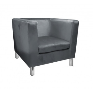 Fotel Monaco tkanina Welur : Kolor nogi - Chrom, Kolor tkaniny - VELVET - BL14, Wysokość nogi - 15 cm